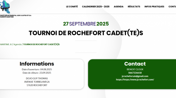 Bienvenue sur le nouveau site internet du Comité Départemental de Judo de la Charente-Maritime !